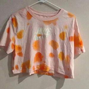 Nike women's crop‎ loose fit short sleeve tee tye dye size medium EUC